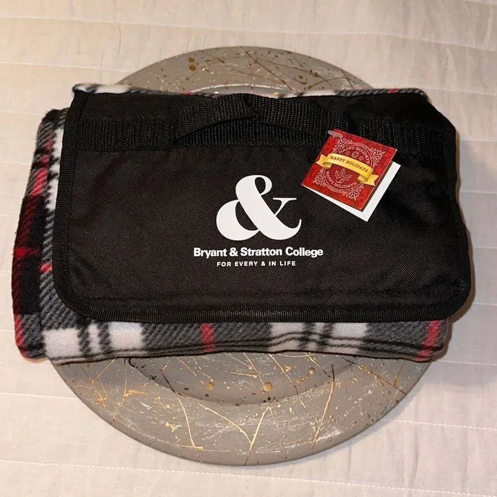 Bryant & Stratton Holiday Gifting Picnic or Lounge Plaid Fleece Blanket